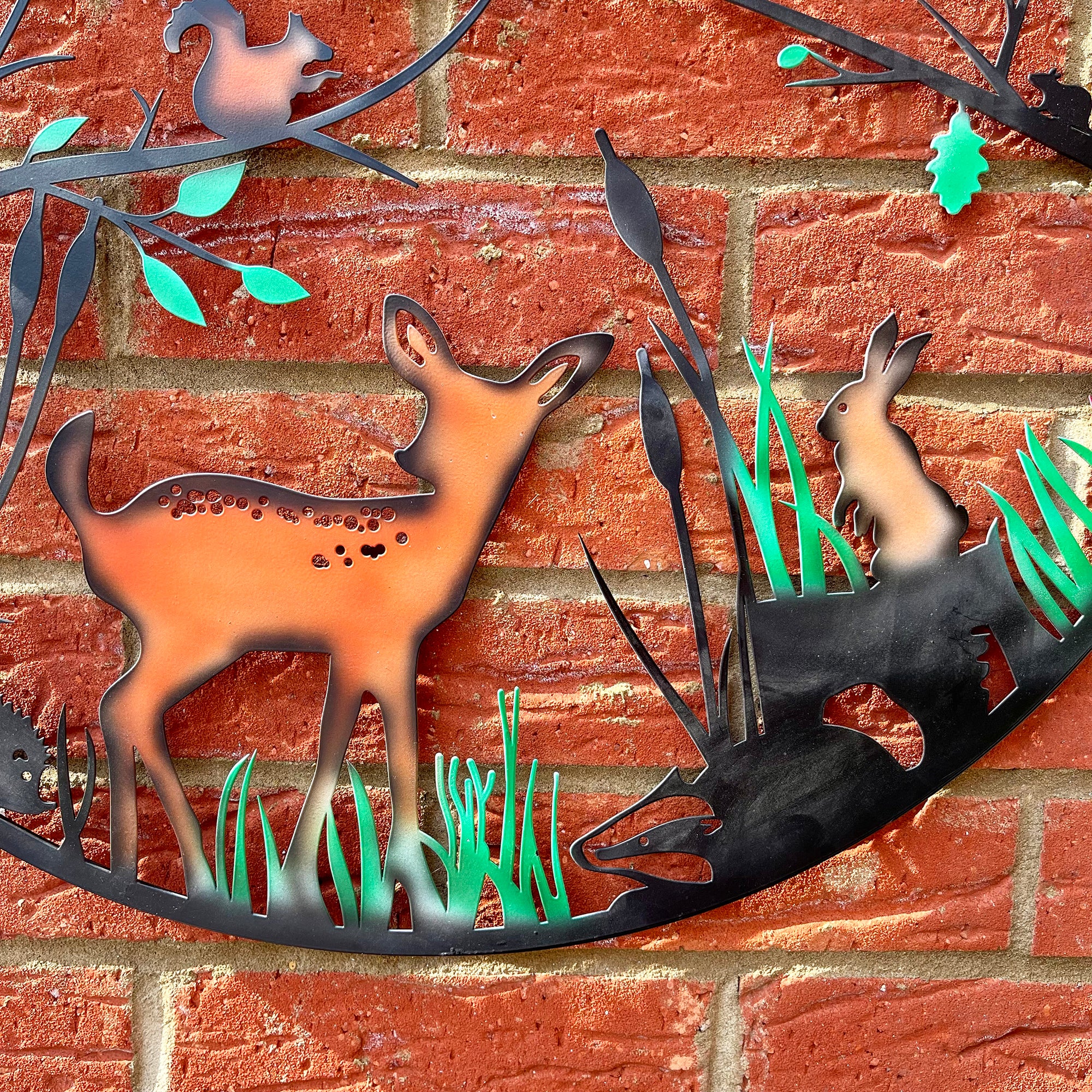 Woodland Wildlife Metal Wall Art - Coloured Finish