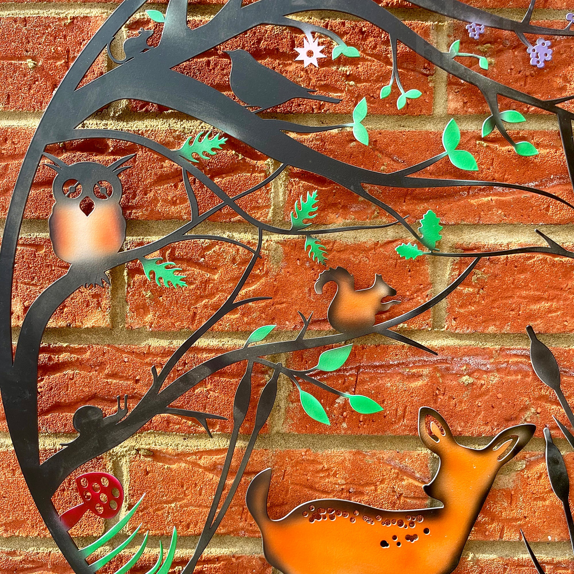 Woodland Wildlife Metal Wall Art - Coloured Finish