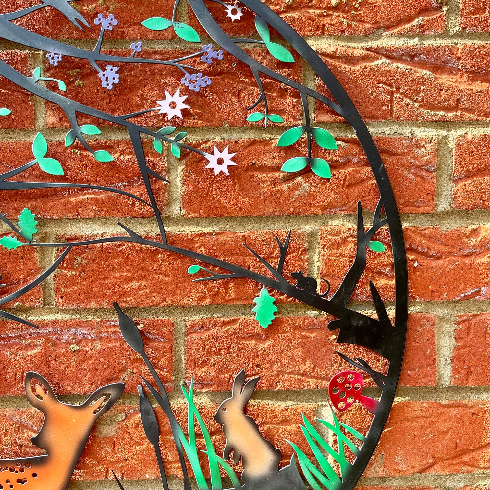 Woodland Wildlife Metal Wall Art - Coloured Finish