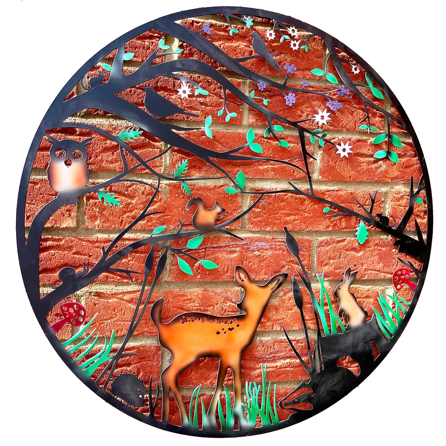 Metallwandkunst „Waldtierwelt“ – farbige Oberfläche