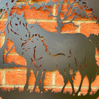 Horse And Foal Silhouette Metal Wall Art 60cm