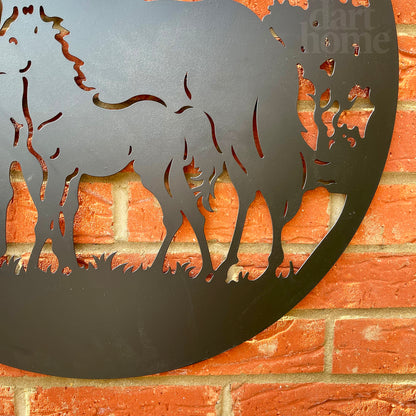 Pferde- und Fohlen-Silhouette, Metall-Wandkunst, 60 cm