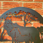 Horse And Foal Silhouette Metal Wall Art 60cm