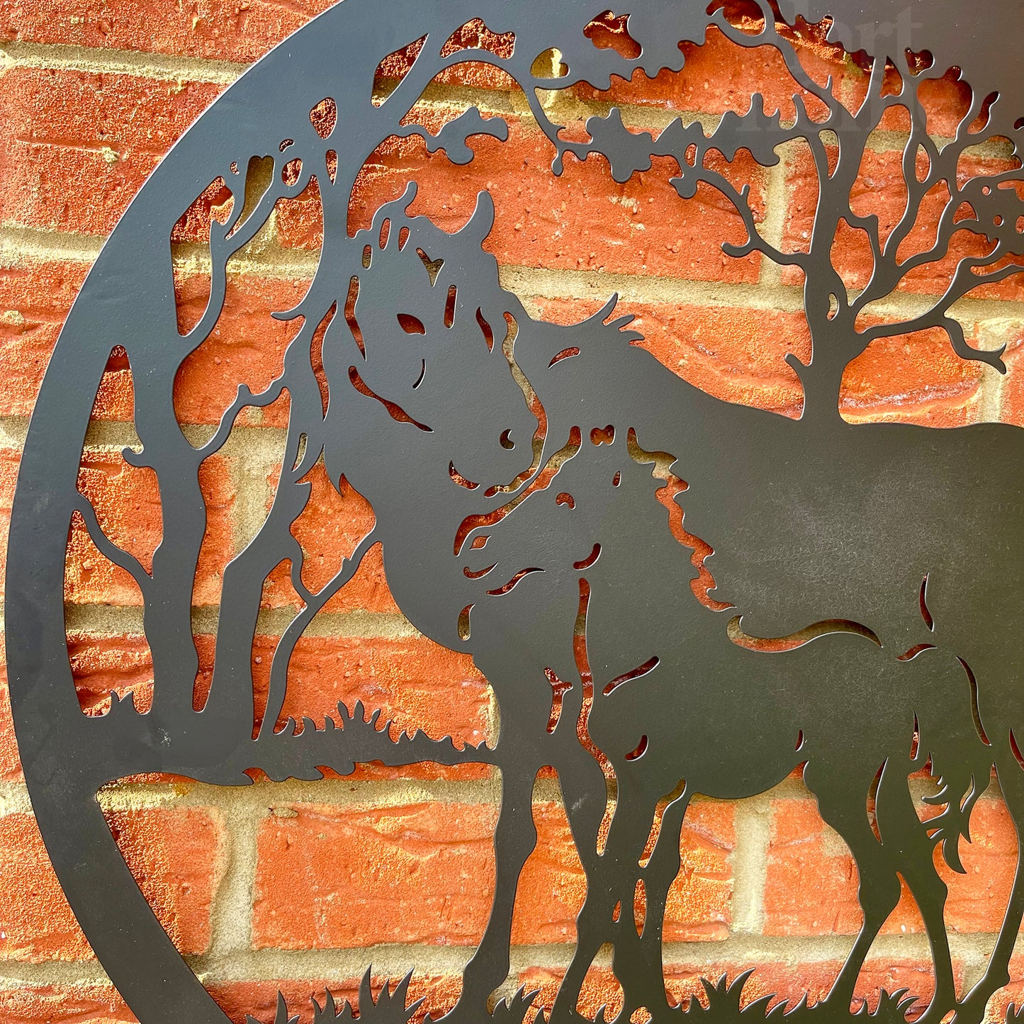 Horse And Foal Silhouette Metal Wall Art 60cm