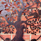 Eichhörnchen im Eichelbaum, Metall-Wandkunst – Kupfer-Finish