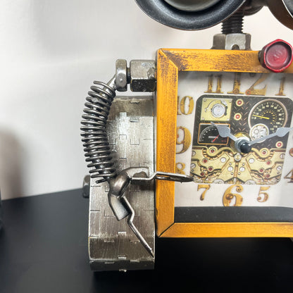 Yellow Square Robot Clock