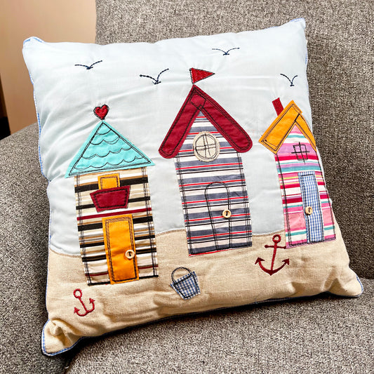 Handmade Coloured Square Beach Hut Cushion 40x40cm