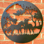 Horse Pair Silhouette Metal Wall Art 50cm
