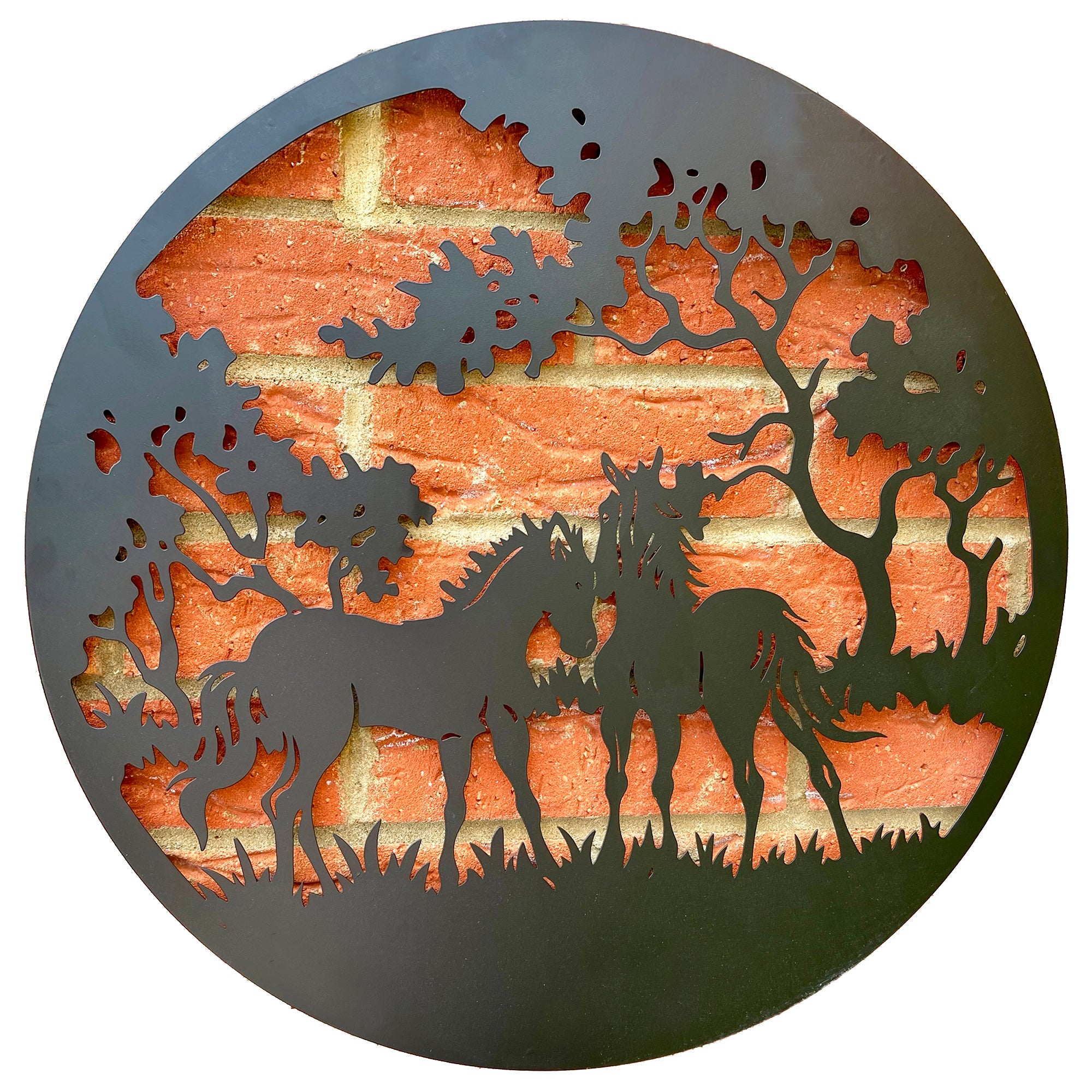 Horse Pair Silhouette Metal Wall Art 50cm