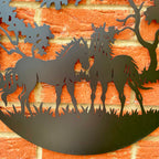 Horse Pair Silhouette Metal Wall Art 50cm