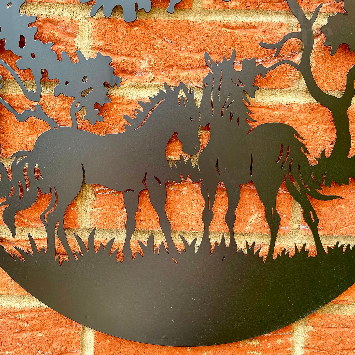 Pferdepaar-Silhouette, Metall-Wandkunst, 50 cm