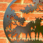Horse Pair Silhouette Metal Wall Art 50cm