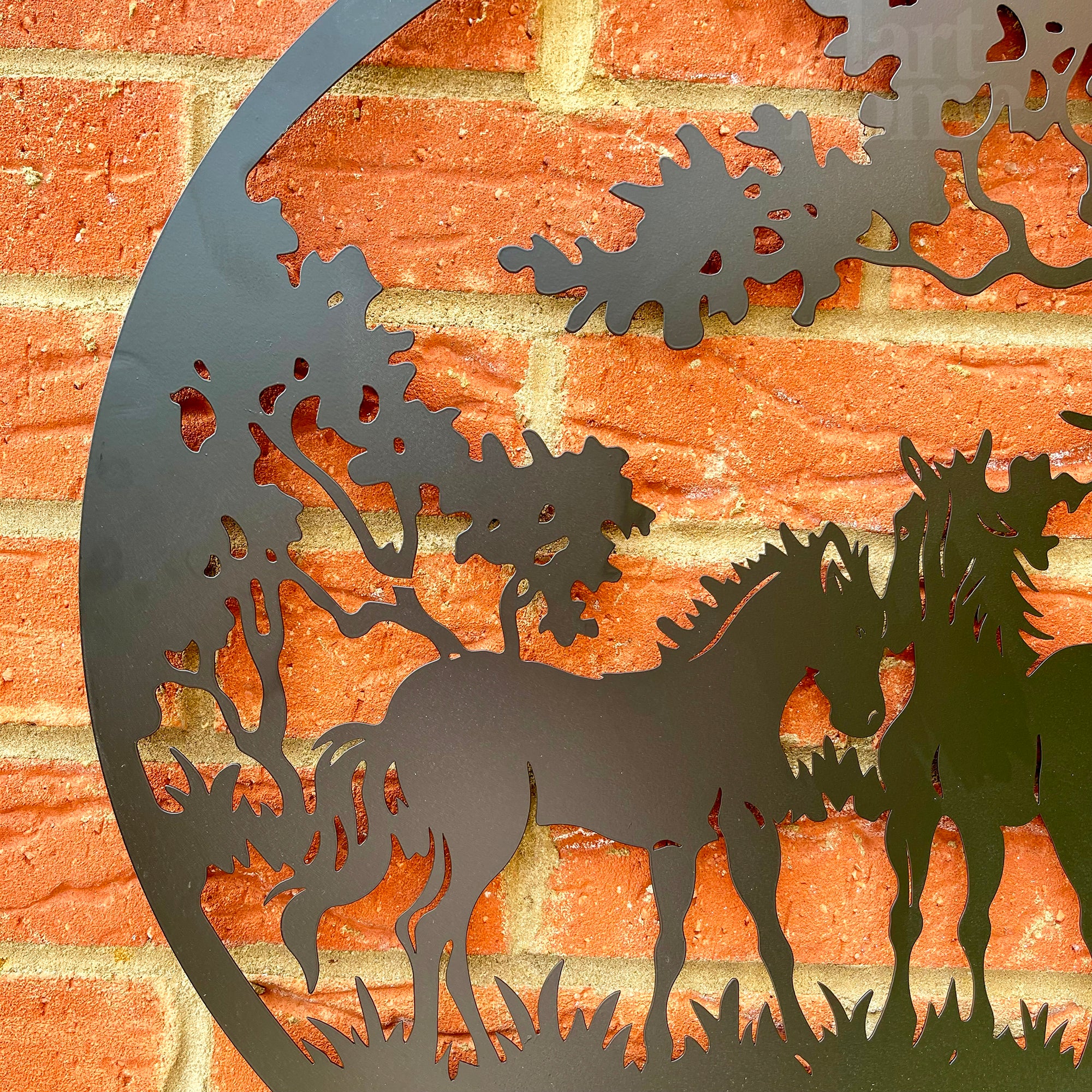 Horse Pair Silhouette Metal Wall Art 50cm