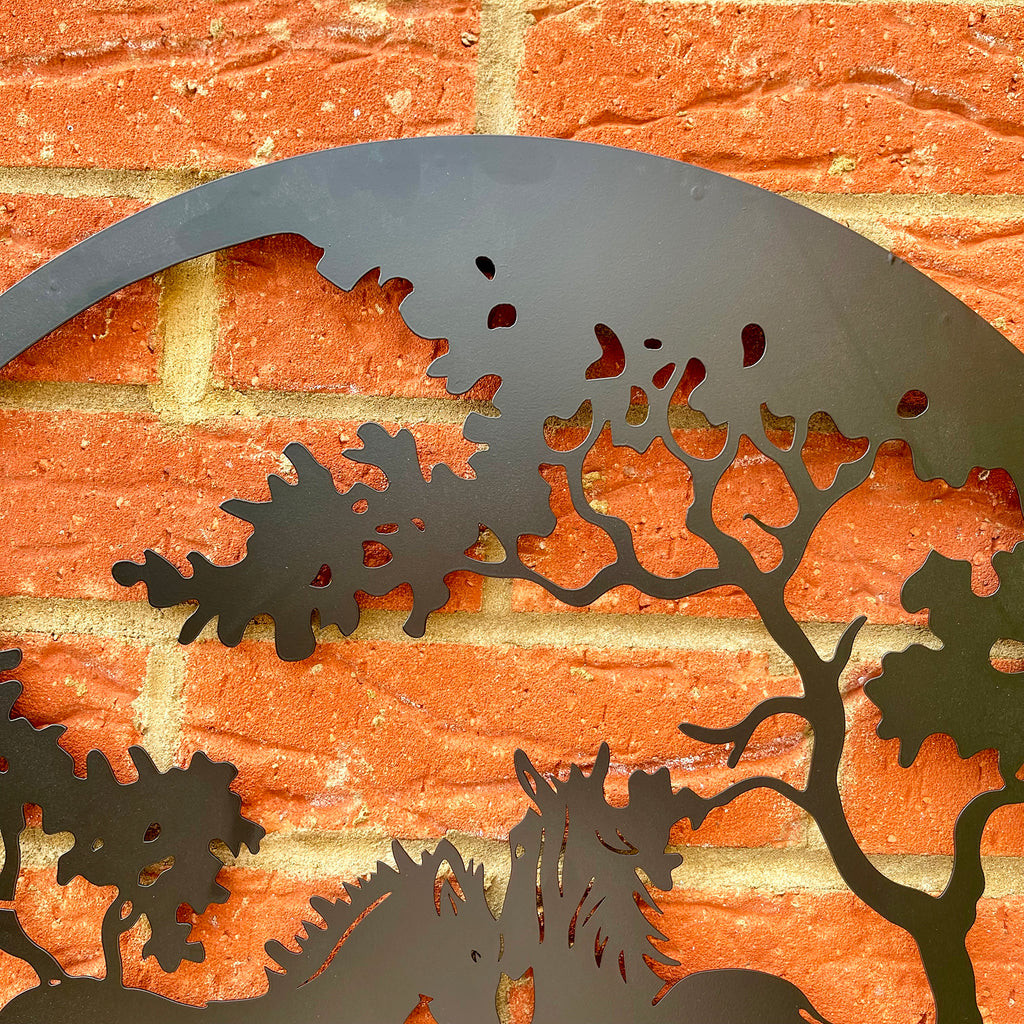 Horse Pair Silhouette Metal Wall Art 50cm