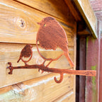 Robin & Baby Steel Bird Feeder Hanger - Copper Effect