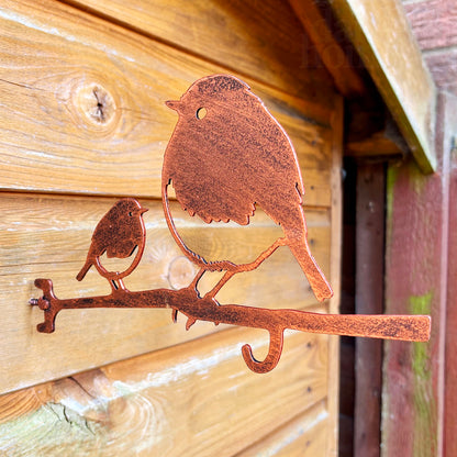 Robin &amp; Baby Vogelfutterspender-Aufhänger aus Stahl – Kupfereffekt