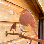 Robin & Baby Steel Bird Feeder Hanger - Copper Effect