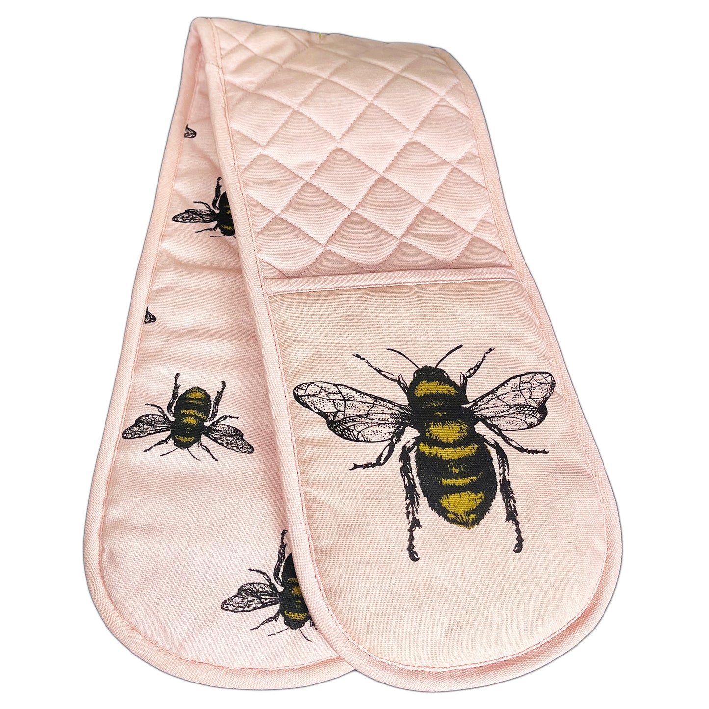 Pink Cotton Summer Bees Double Oven Glove