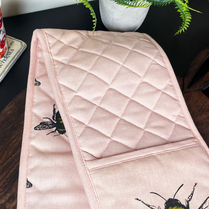 Pink Cotton Summer Bees Double Oven Glove