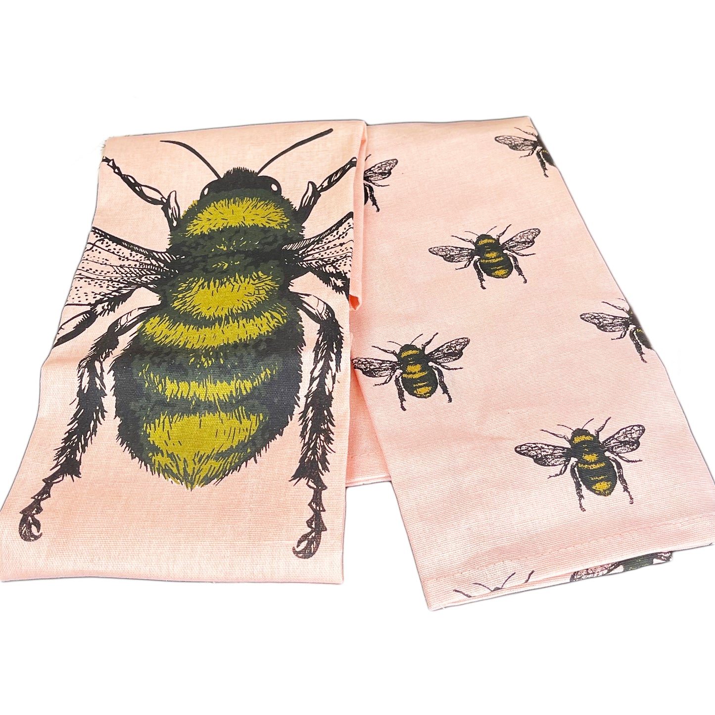 2x Pink Summer Bee Tea Towels