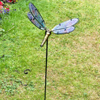 Blauer Libellen-Gartenstecker aus Glas, 68 cm