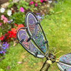 Blauer Libellen-Gartenstecker aus Glas, 68 cm