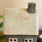 Tall Ceramic Grey House Tea Light Holder