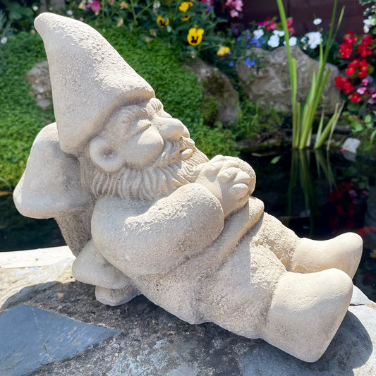 Stone Sleeping Gnome Garden Ornament
