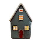 Ceramic Grey Cottage House Tealight Holder
