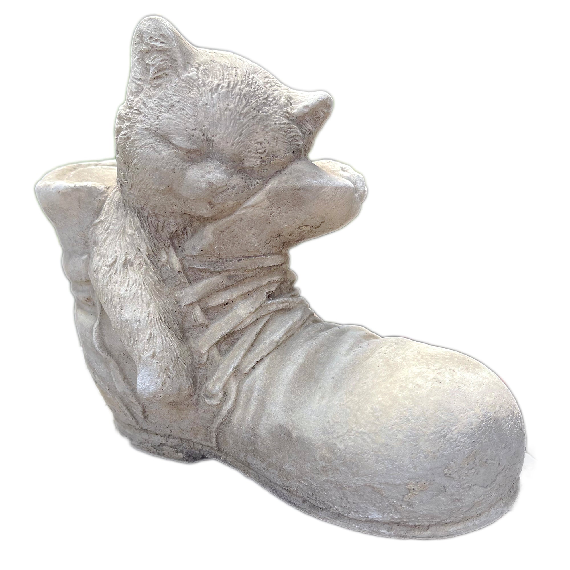 Stone Cat In Boot Garden Ornament