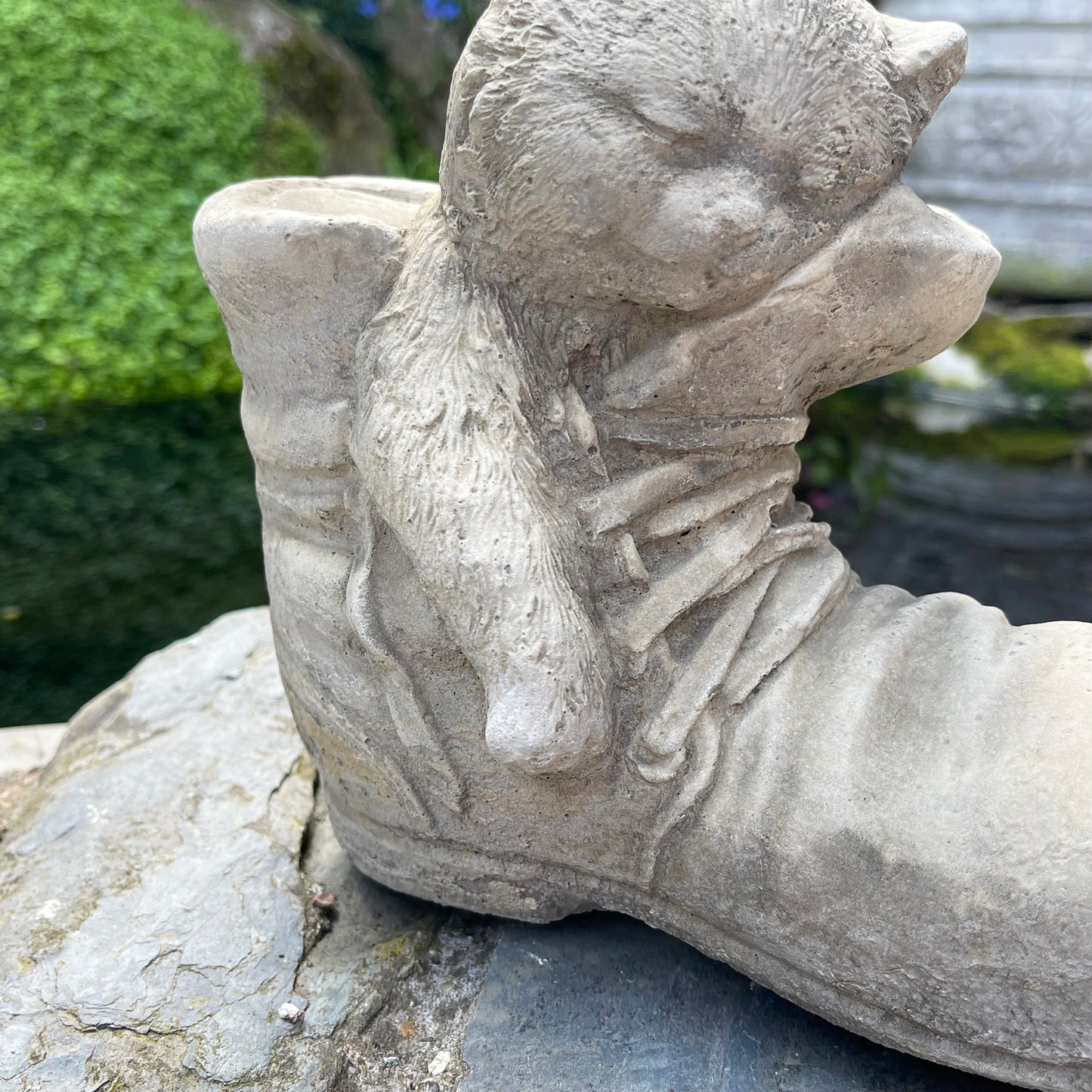 Stone Cat In Boot Garden Ornament
