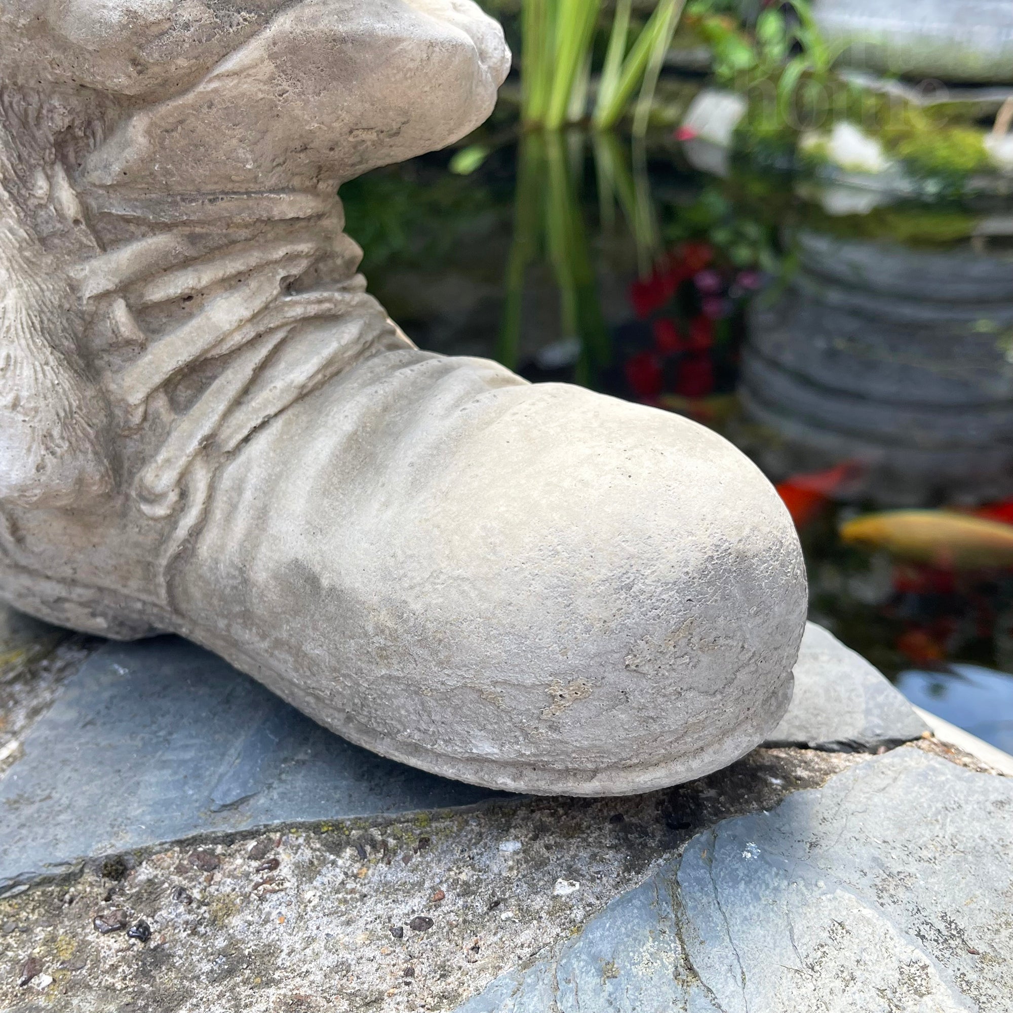 Stone Cat In Boot Garden Ornament