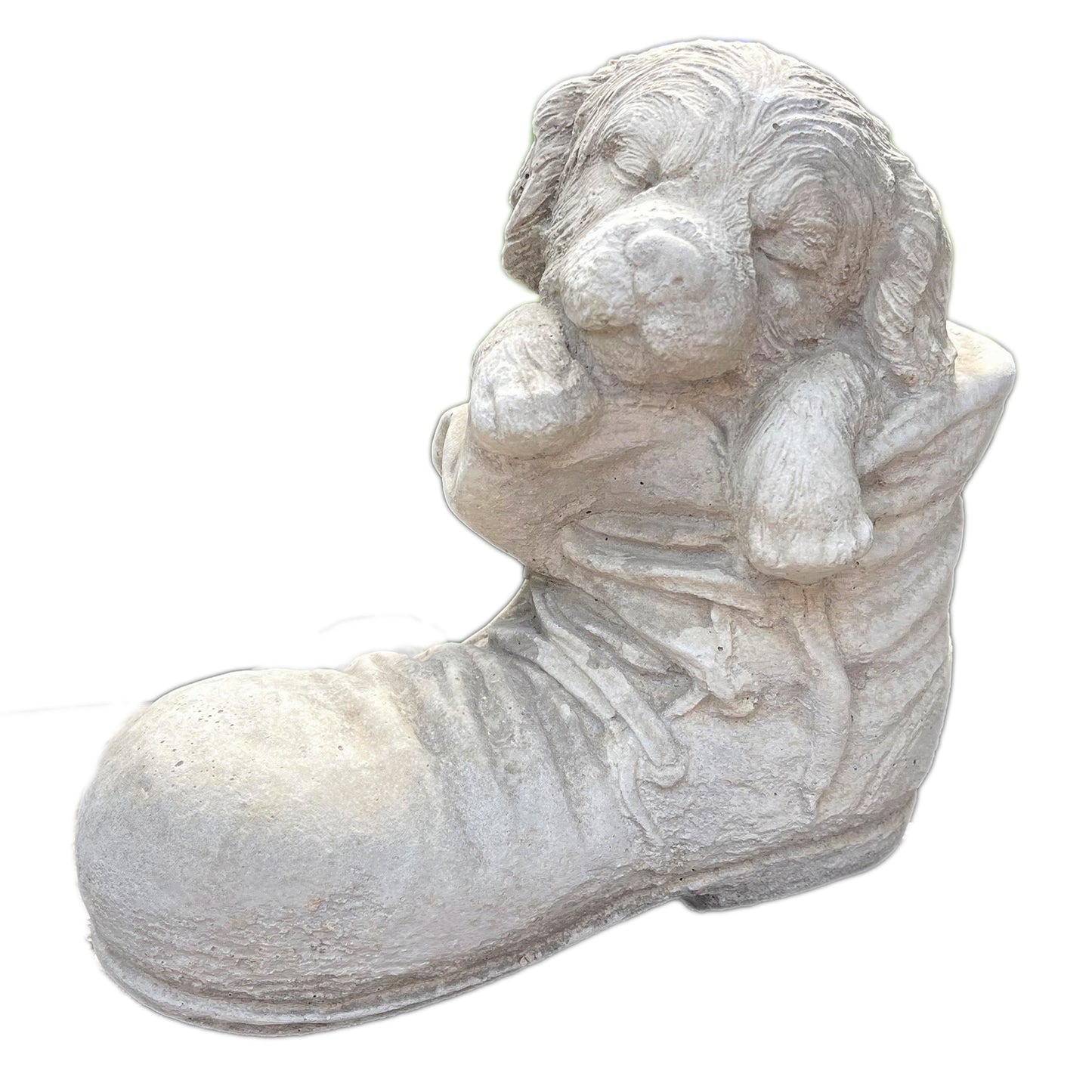 Stone Dog In Boot Garden Ornament