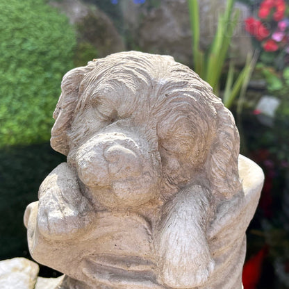 Stone Dog In Boot Garden Ornament