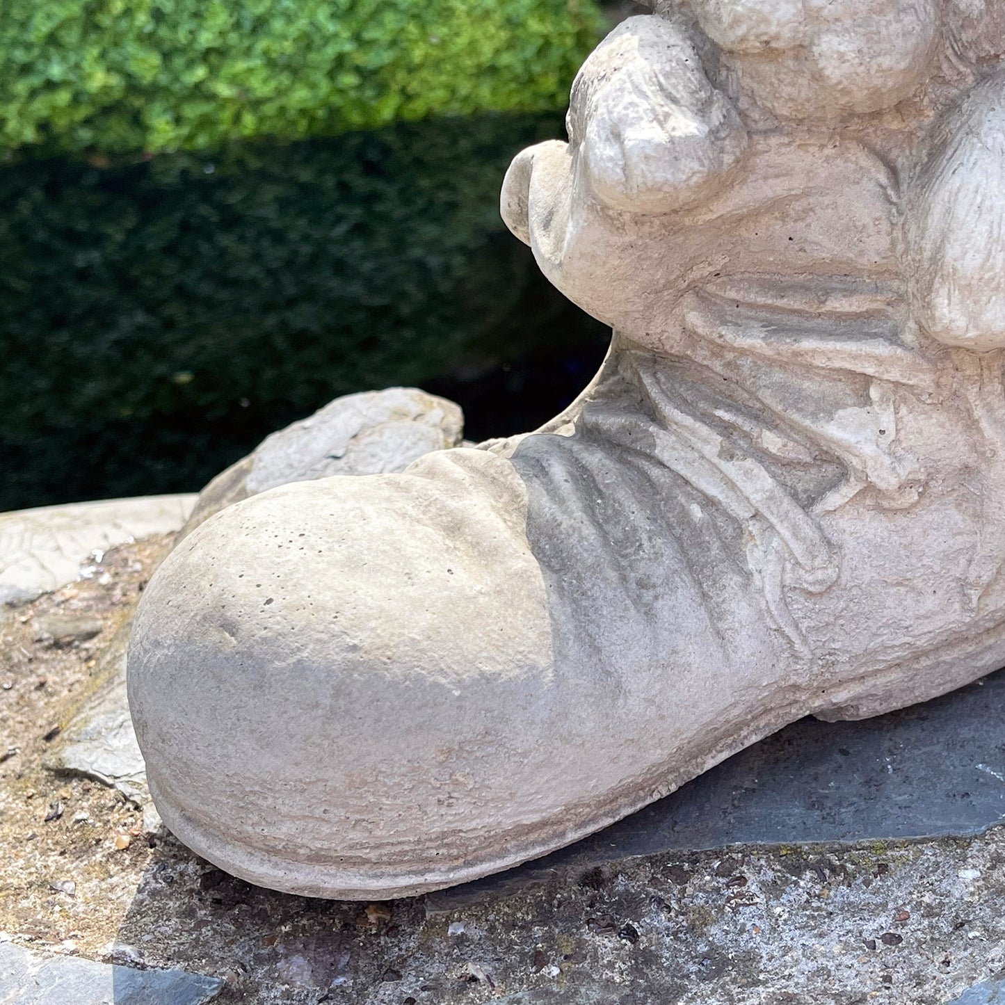 Stone Dog In Boot Garden Ornament