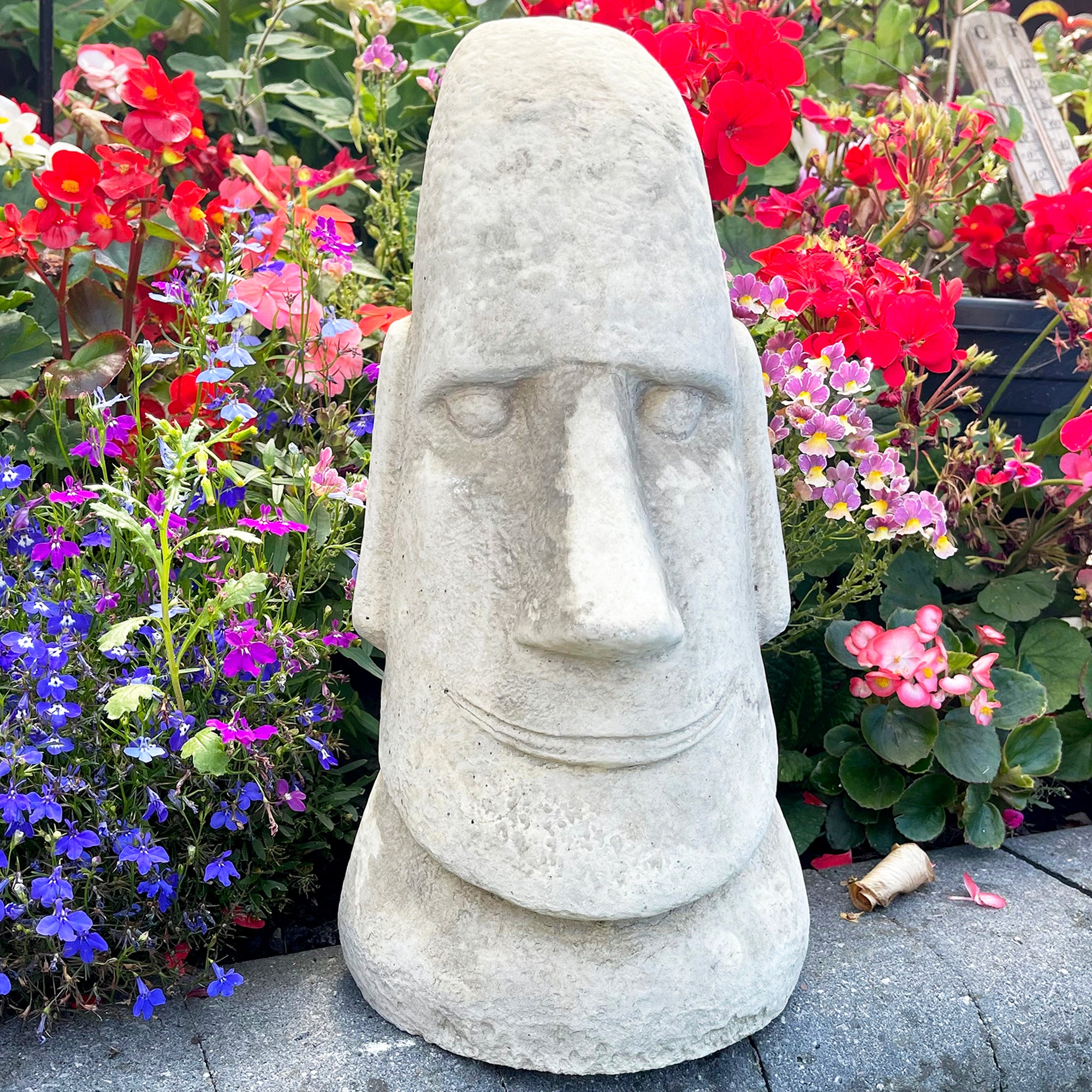 Stone Easter Island Head Garden Ornament