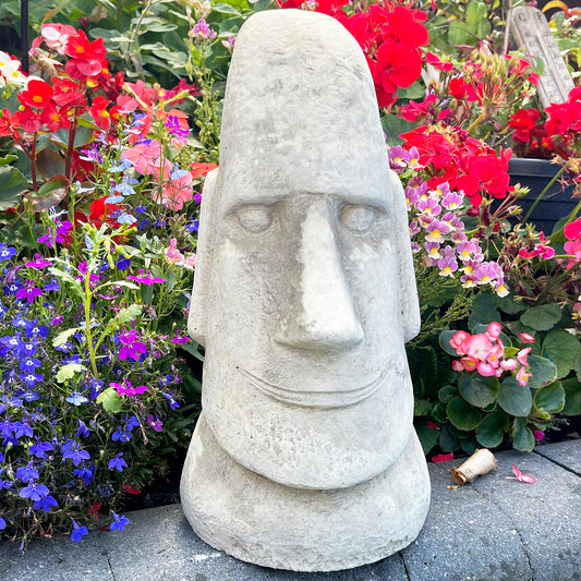 Stone Easter Island Head Garden Ornament