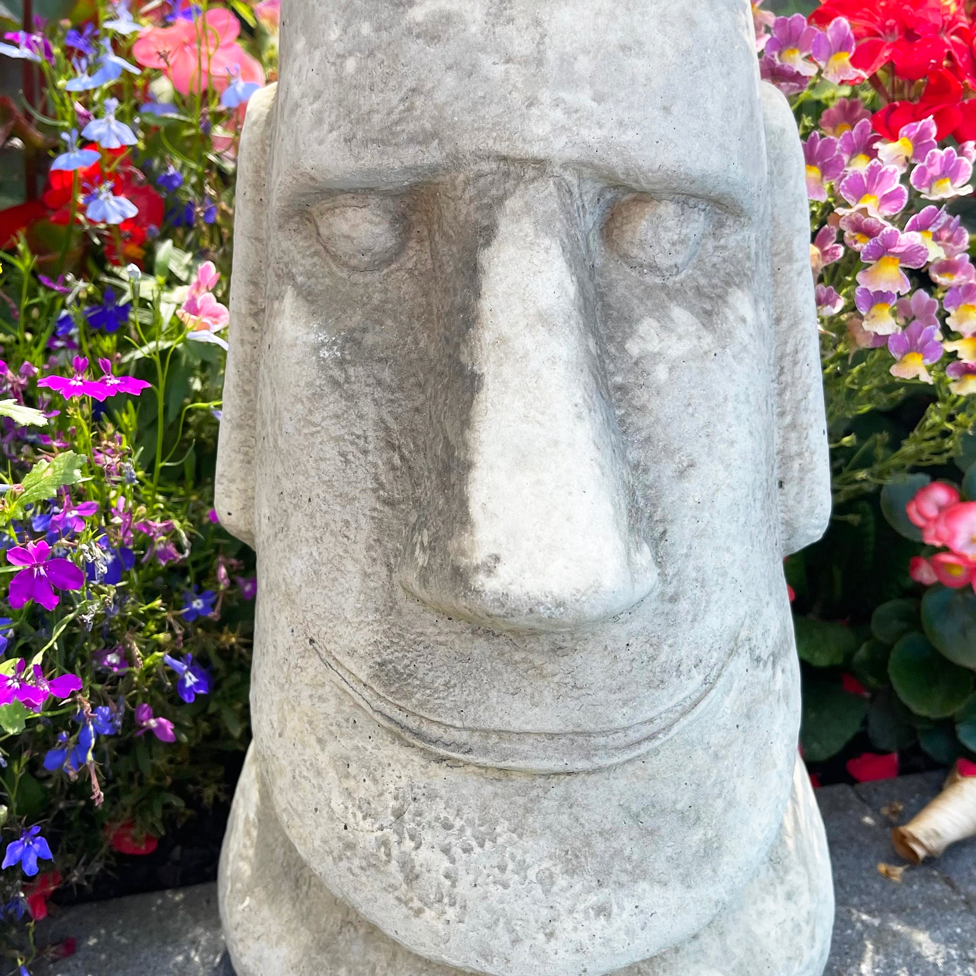 Stone Easter Island Head Garden Ornament