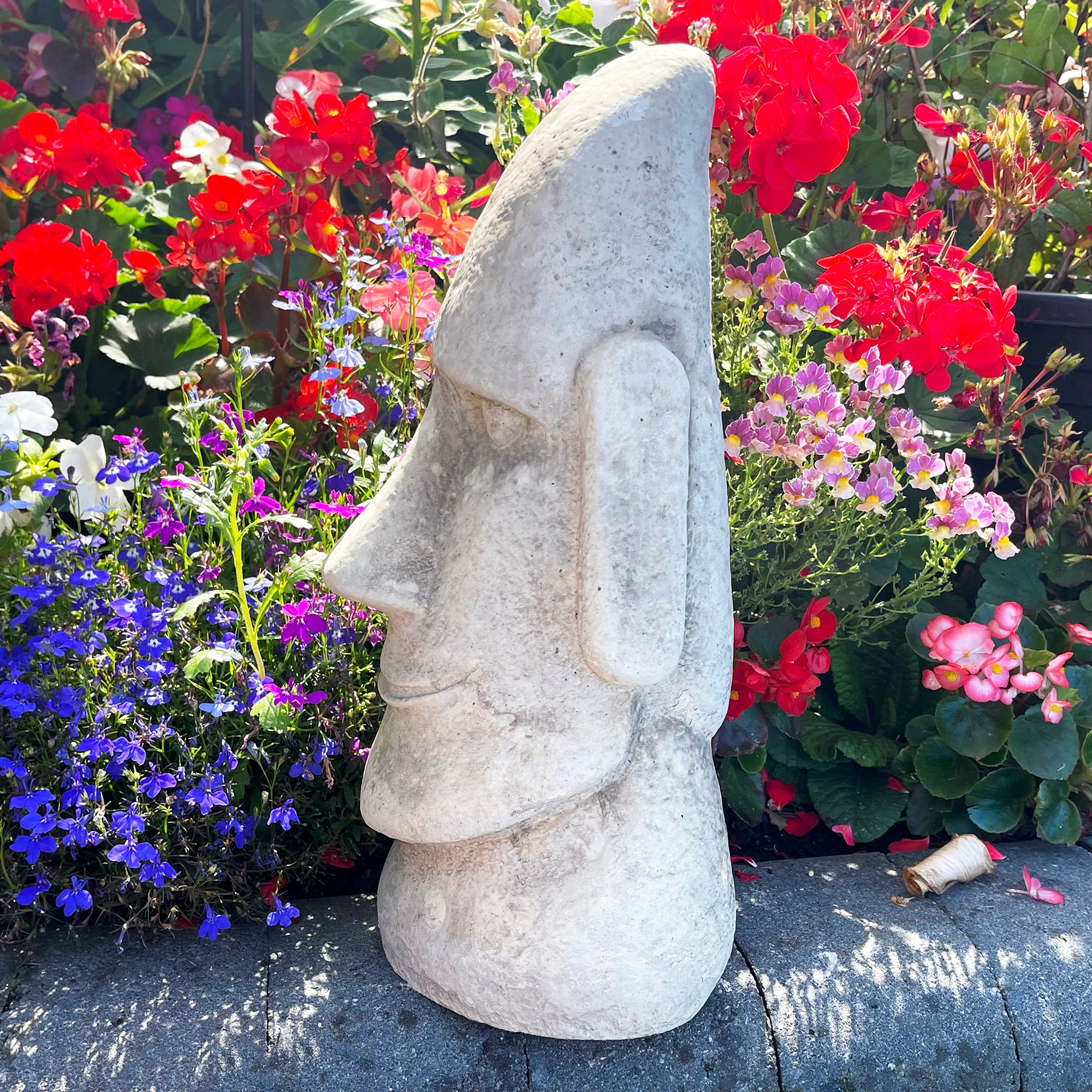 Stone Easter Island Head Garden Ornament