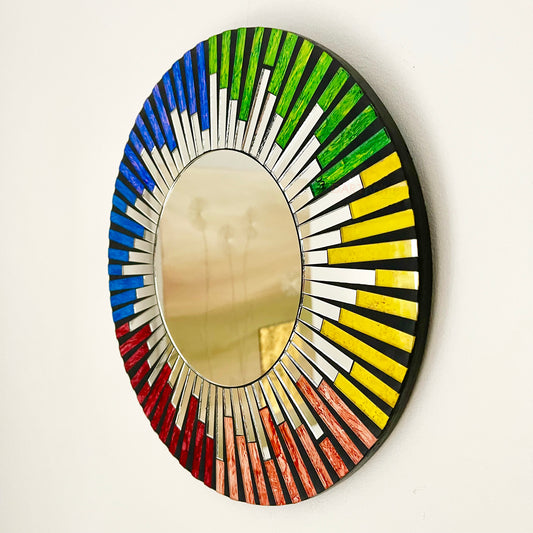 Rainbow Tile Glass Wall Mirror 30cm