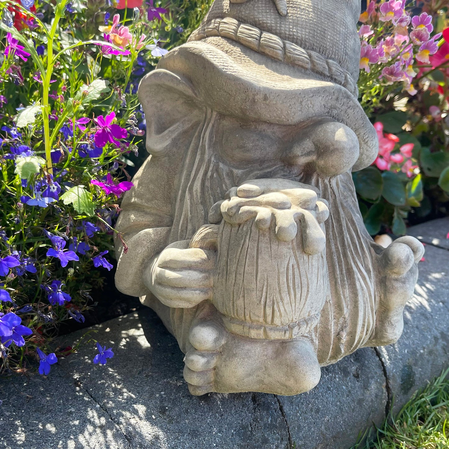 Stone Drinking Gnome Garden Ornament
