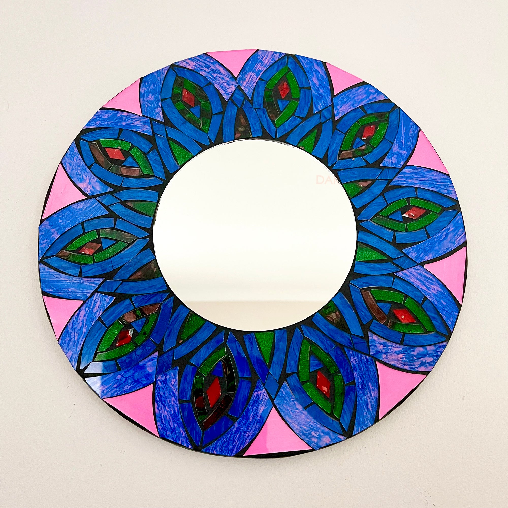 Peacock Feather Mosaic Wall Mirror 30cm