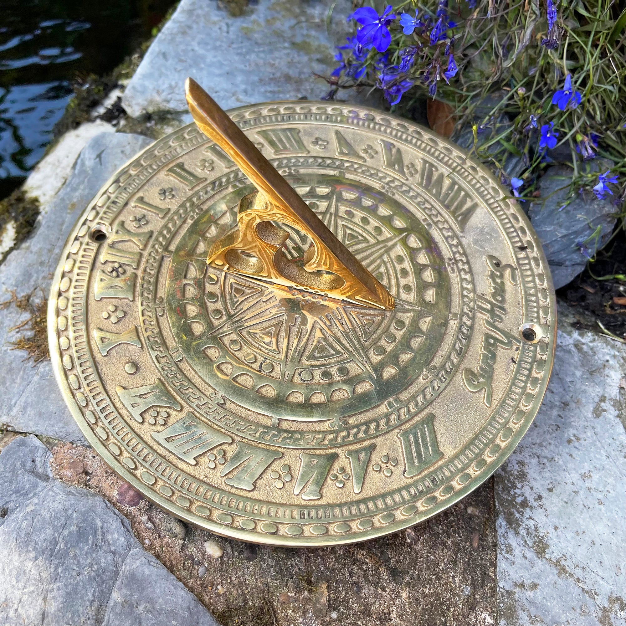 Round Polished Brass Sundial
