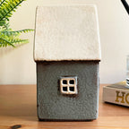 Ceramic Grey Cottage House Tealight Holder