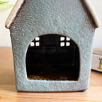 Ceramic Grey Cottage House Tealight Holder