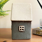 Ceramic Grey Cottage House Tealight Holder