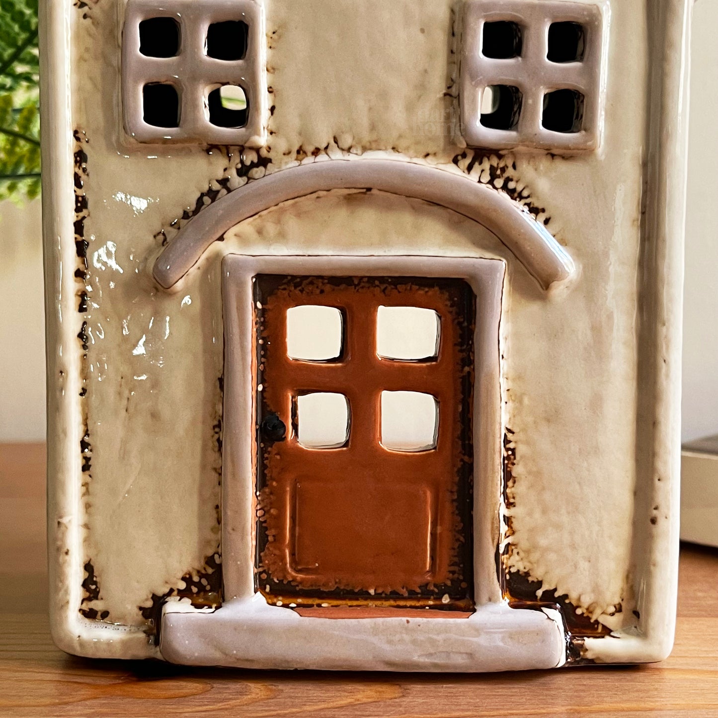 Cream Village House Candle Holder