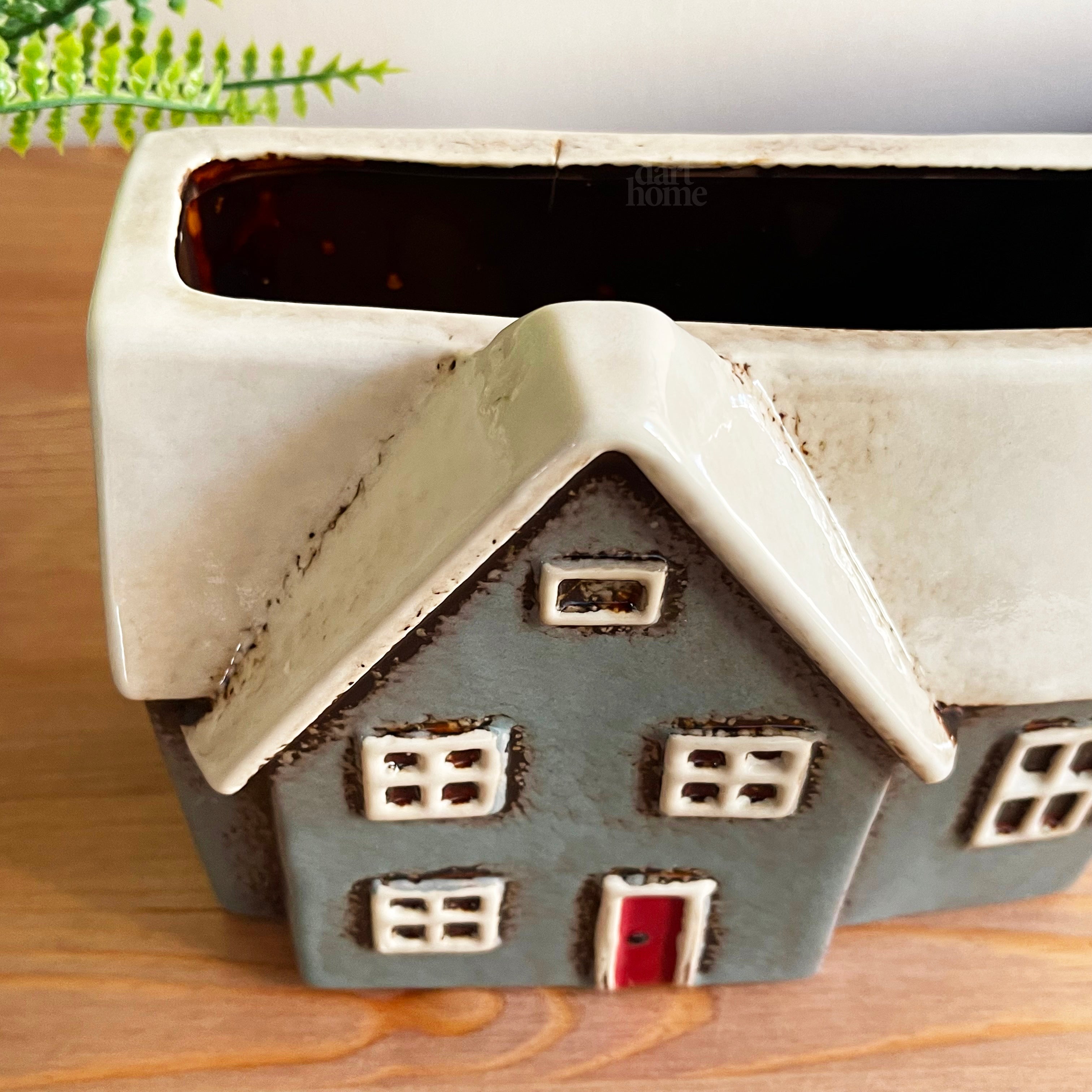 Ceramic Grey Cottage House Plant Pot
