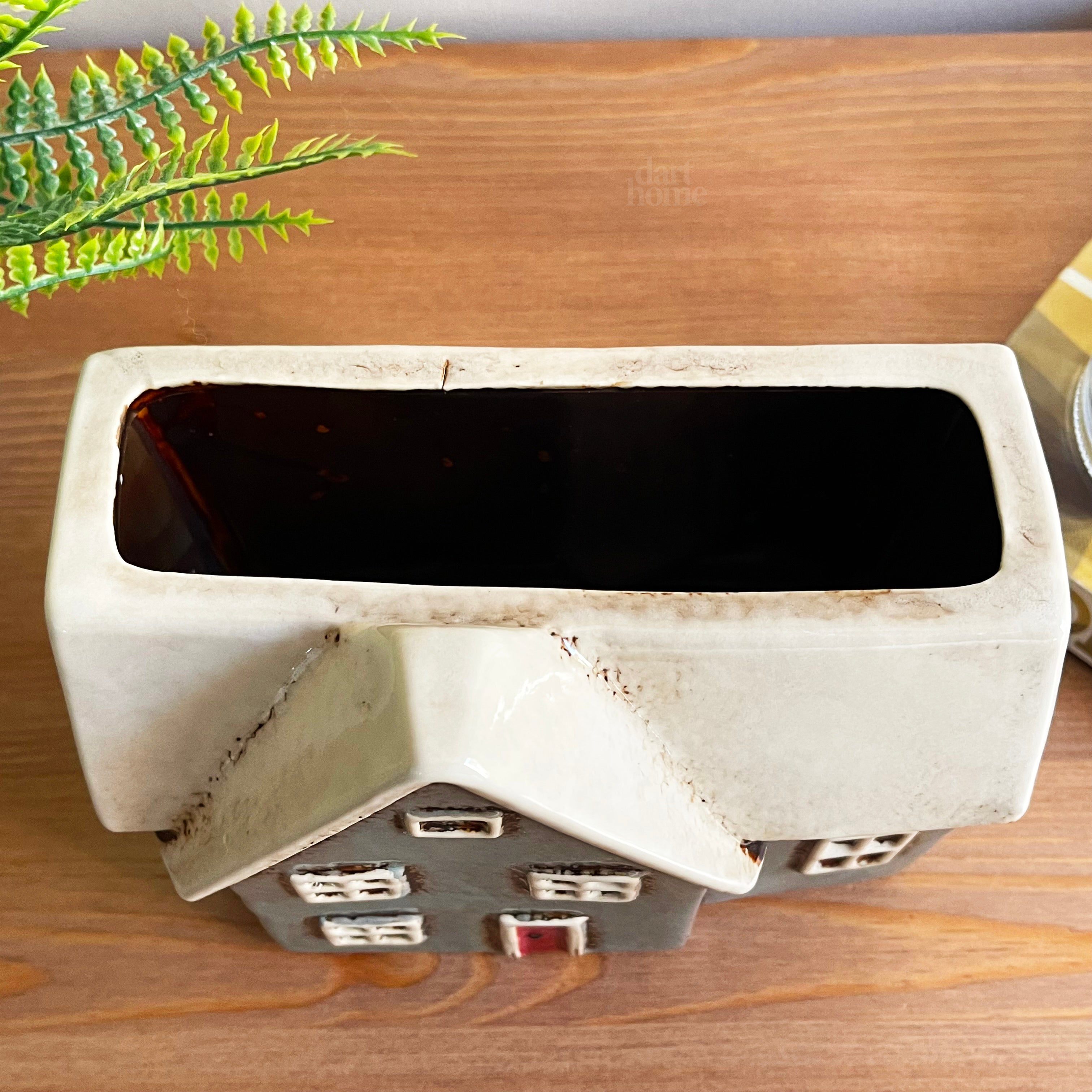 Ceramic Grey Cottage House Plant Pot
