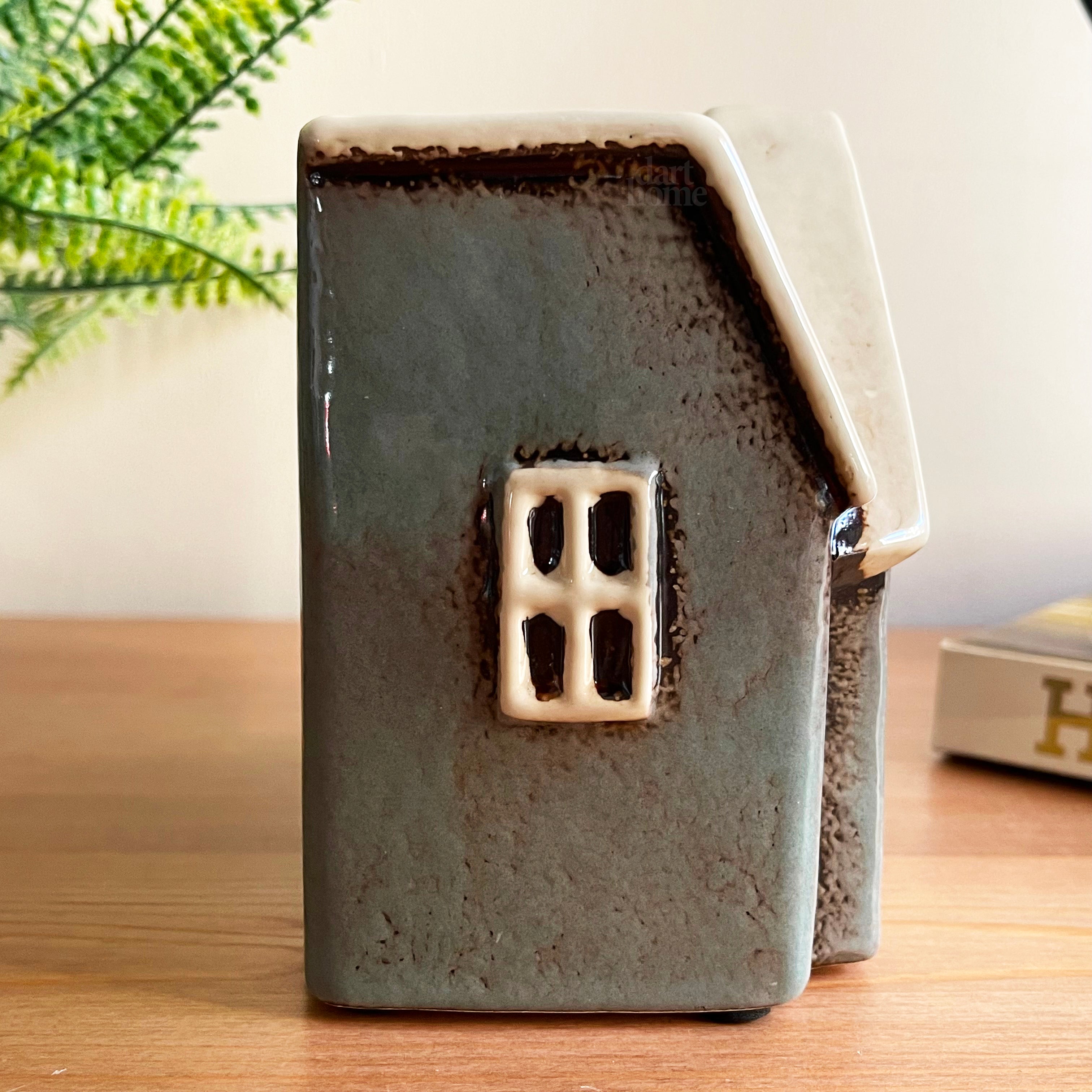 Ceramic Grey Cottage House Plant Pot
